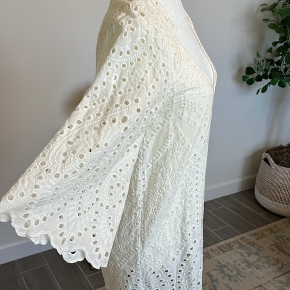 Maaji Ivory Cream Eyelet Crotchet Boho Embroidered Swim Cover Up Dress Small - Picture 17 of 17